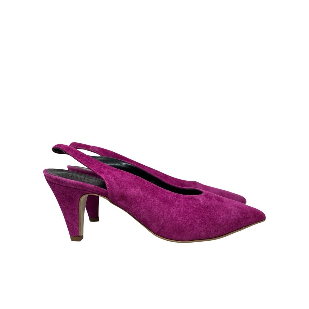Rebecca Minkoff Heels Womens 7 Pink Suede Slingback Pointed Toe Pumps Party EU38